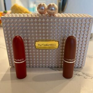 Two brand new Mac lipsticks plus purse